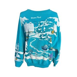 Vintage 90's Winter Ski All Over Print Sweatshirt